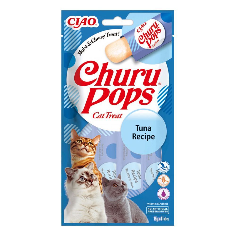 Лакомства для кошек Inaba Churu Pops 4 шт. х 15 г — тунец Лакомства для кошек Inaba Churu Pops 4 шт. х 15 г — тунец