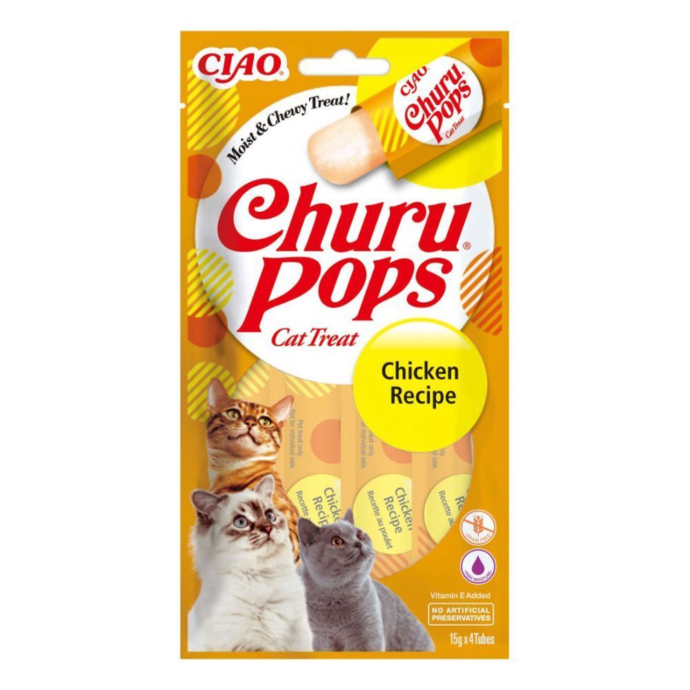 Ласощі для котів Inaba Churu Pops 4 шт х 15 г - курка Ласощі для котів Inaba Churu Pops 4 шт х 15 г - курка