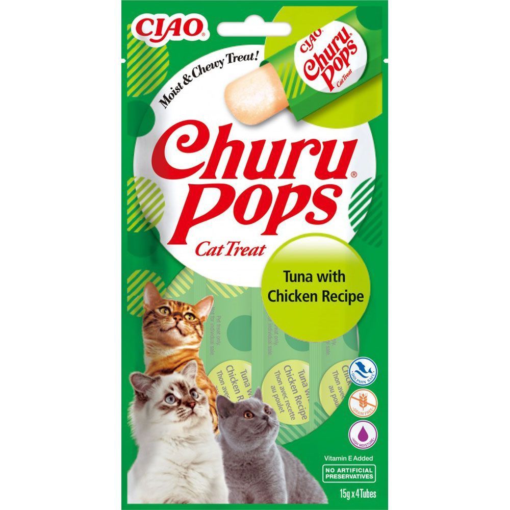 Ласощі для котів Inaba Churu Pops 4 шт х 15 г - тунець та курка Ласощі для котів Inaba Churu Pops 4 шт х 15 г - тунець та курка