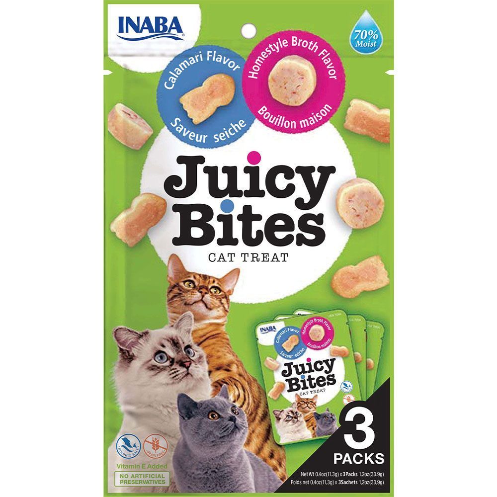 Ласощі для котів Inaba Juicy Bites 3 шт х 11,3 г - домашній бульйон та кальмари Ласощі для котів Inaba Juicy Bites 3 шт х 11,3 г - домашній бульйон та кальмари