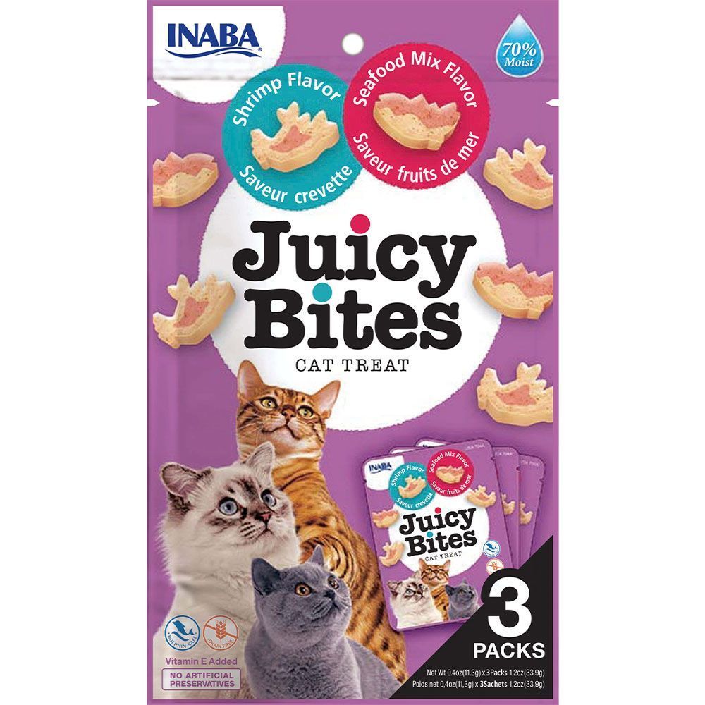 Ласощі для котів Inaba Juicy Bites 3 шт х 11,3 г - креветки та морепродукти Ласощі для котів Inaba Juicy Bites 3 шт х 11,3 г - креветки та морепродукти