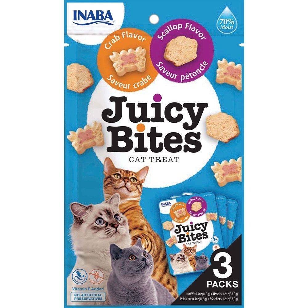 Ласощі для котів Inaba Juicy Bites 3 шт х 11,3 г - морський гребінець та краб Ласощі для котів Inaba Juicy Bites 3 шт х 11,3 г - морський гребінець та краб