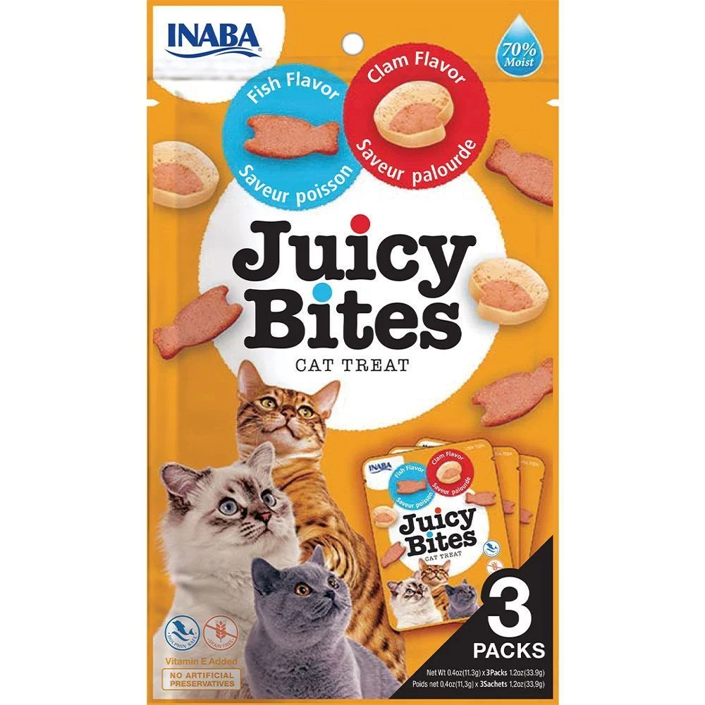 Ласощі для котів Inaba Juicy Bites 3 шт х 11,3 г - риба та молюски Ласощі для котів Inaba Juicy Bites 3 шт х 11,3 г - риба та молюски