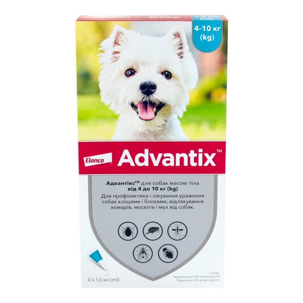 Краплі на холку для собак Elanco Bayer Advantix від 4 до 10 кг, 1 шт Краплі на холку для собак Elanco Bayer Advantix від 4 до 10 кг, 1 шт