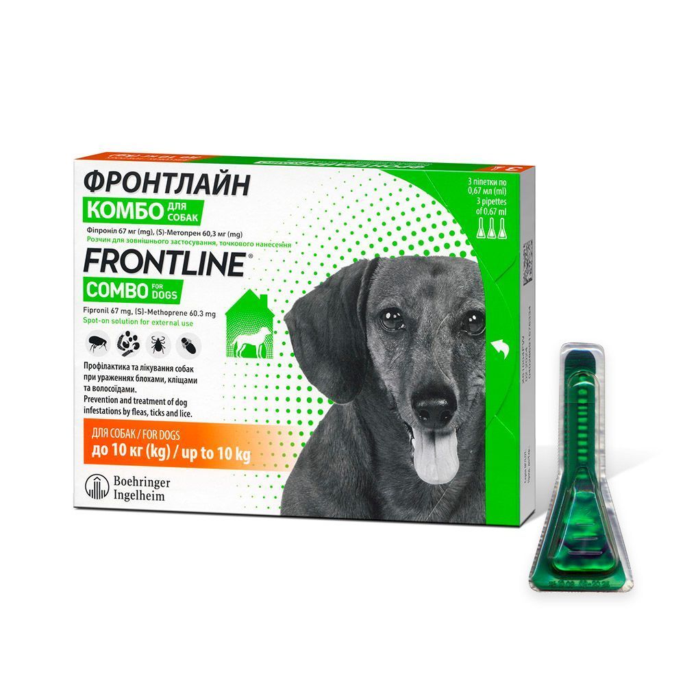 Краплі на холку для собак Boehringer Ingelheim Frontline Combo від 2 до 10 кг, 1 шт Краплі на холку для собак Boehringer Ingelheim Frontline Combo від 2 до 10 кг, 1 шт