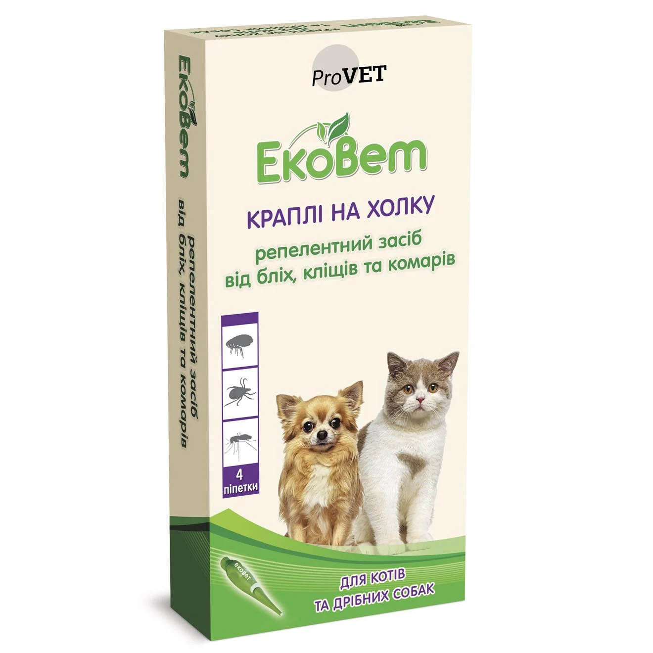 Краплі на холку для котів PROVET ЕкоВет 4 шт Краплі на холку для котів PROVET ЕкоВет 4 шт