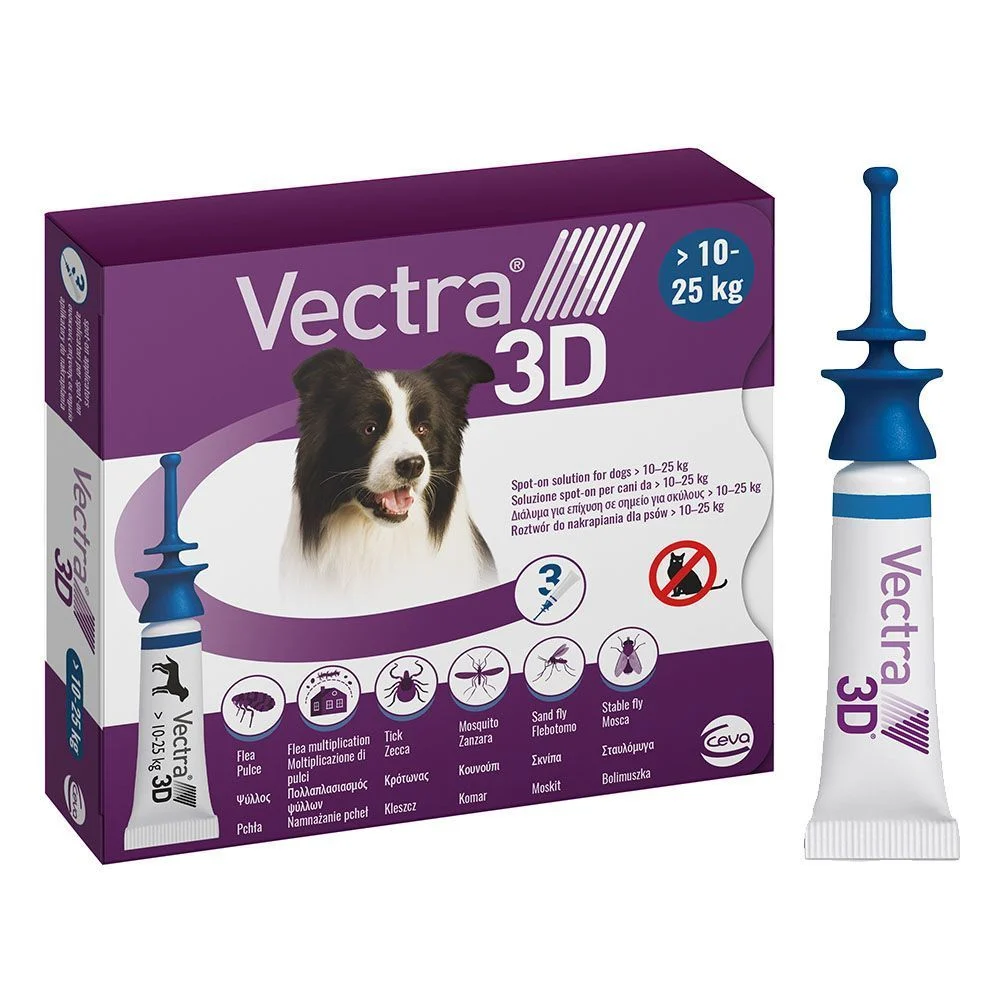 Капли на затылок для собак Ceva Vectra 3D от 10 до 25 кг, 1 шт