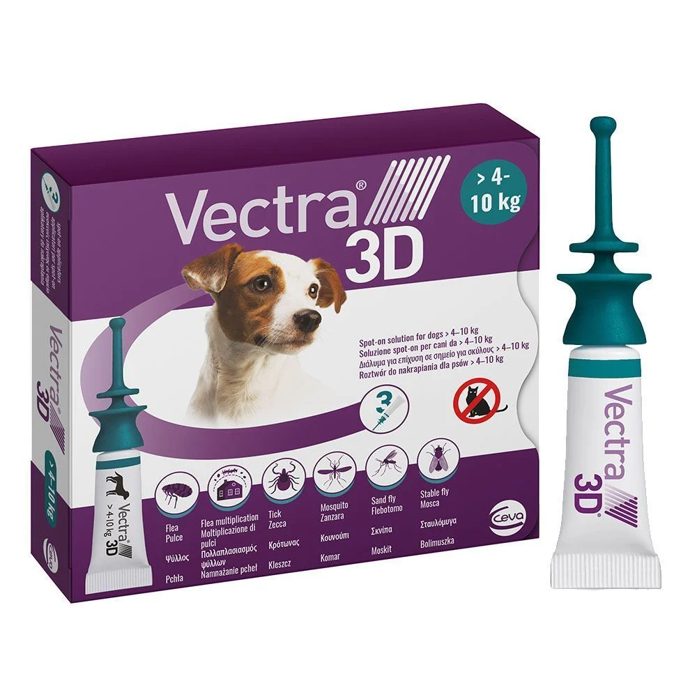 Краплі на холку для собак Ceva Vectra 3D від 4 до 10 кг, 1 шт