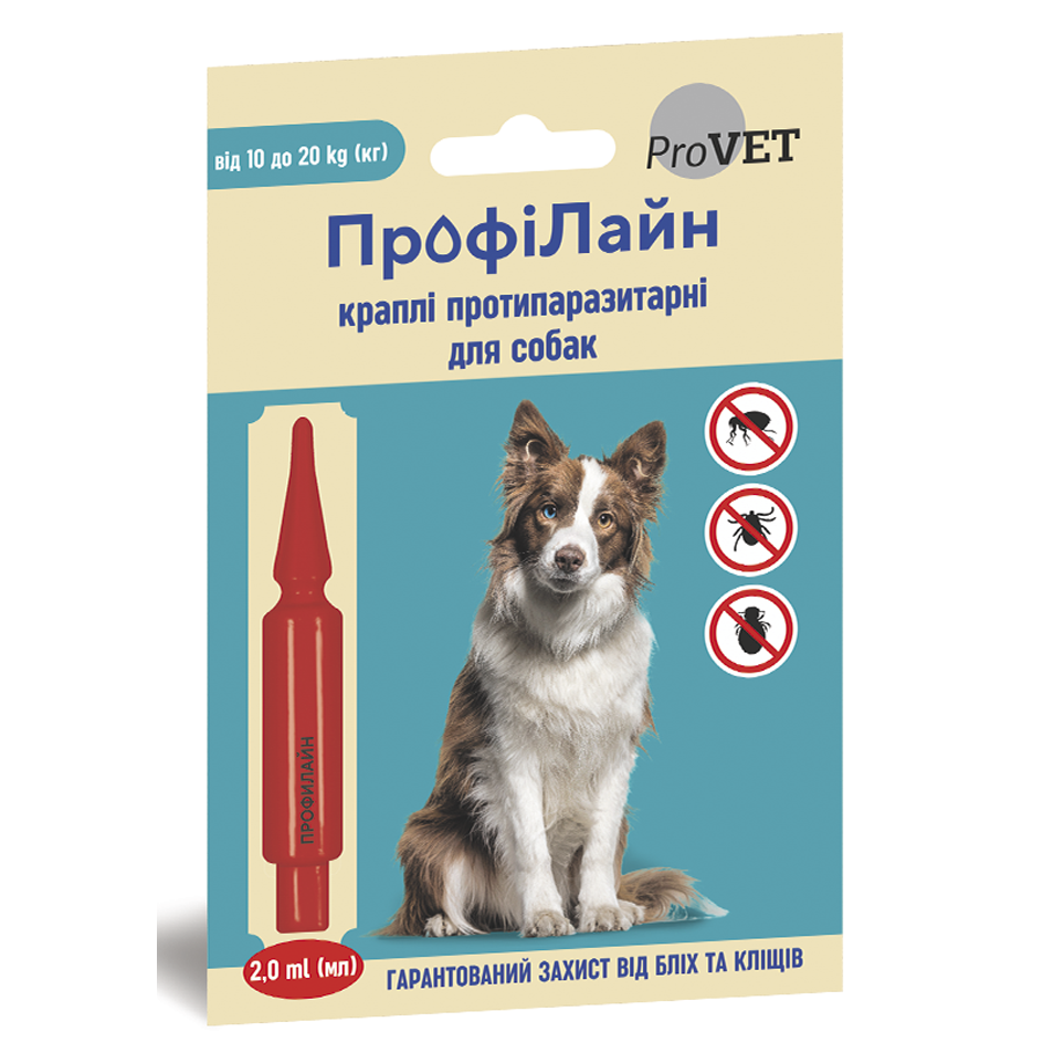 Капли на затылок для собак ProVET «ПрофиЛайн» от 10 до 20 кг, 1 пипетка (от внешних паразитов) Капли на затылок для собак ProVET «ПрофиЛайн» от 10 до 20 кг, 1 пипетка (от внешних паразитов)
