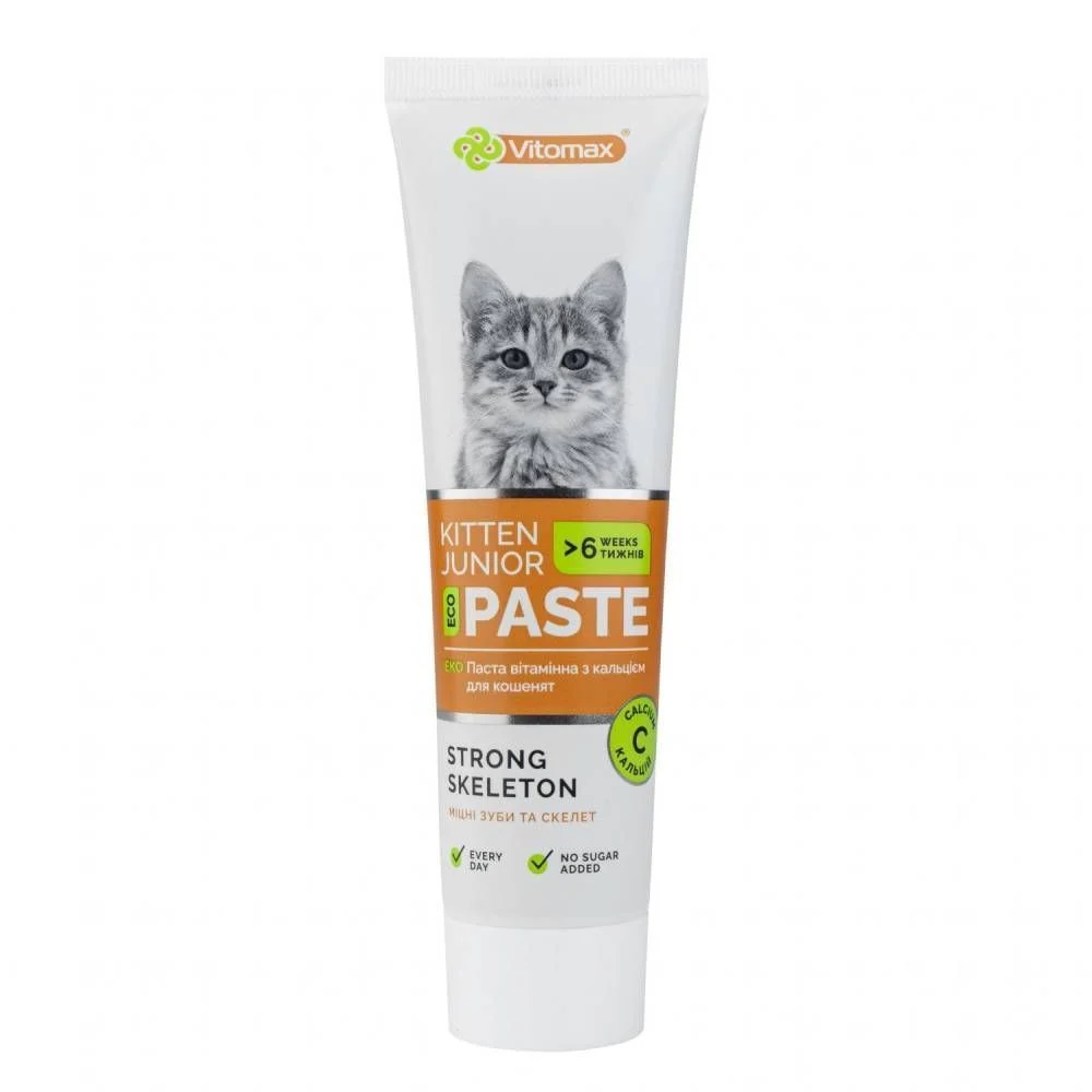Харчова добавка Vitomax Kitten & Junior Eco Paste для загального здоров'я кошенят 100 г - кальцій Харчова добавка Vitomax Kitten & Junior Eco Paste для загального здоров'я кошенят 100 г - кальцій