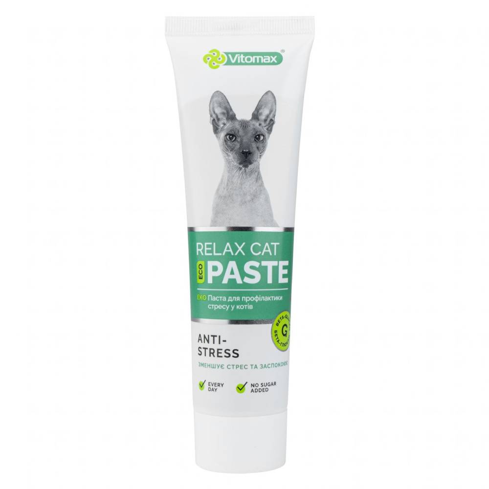 Харчова добавка Vitomax Relax Eco Paste від стресу у котів 100 г Харчова добавка Vitomax Relax Eco Paste від стресу у котів 100 г