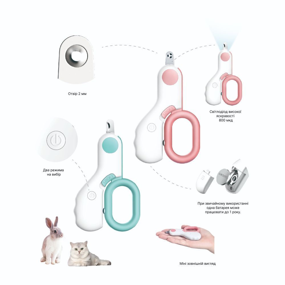 Когтерез Petgravity міні з LED підсвічуванням блакитний Когтерез Petgravity міні з LED підсвічуванням блакитний
