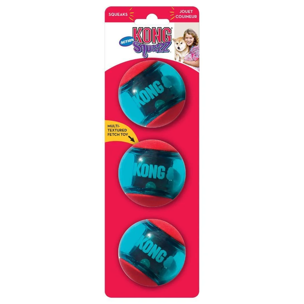Набір іграшок для собак Kong Squeezz Action Ball Red M 6,35 см - різнокольоровий Набір іграшок для собак Kong Squeezz Action Ball Red M 6,35 см - різнокольоровий