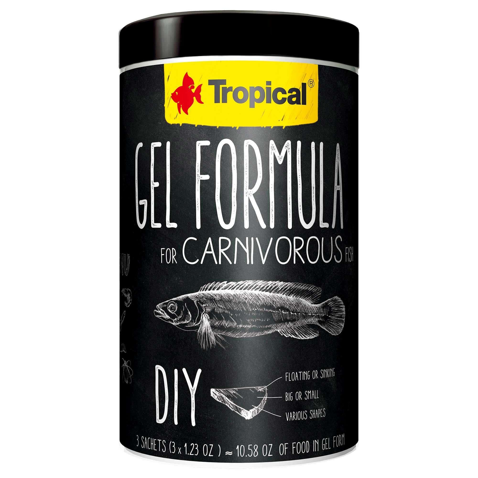 Корм для аквариумных рыб ручной приготовления Tropical «Gel Formula Carnivore» 3 x 35 г (для плотоядных цихлид) Корм для аквариумных рыб ручной приготовления Tropical «Gel Formula Carnivore» 3 x 35 г (для плотоядных цихлид)