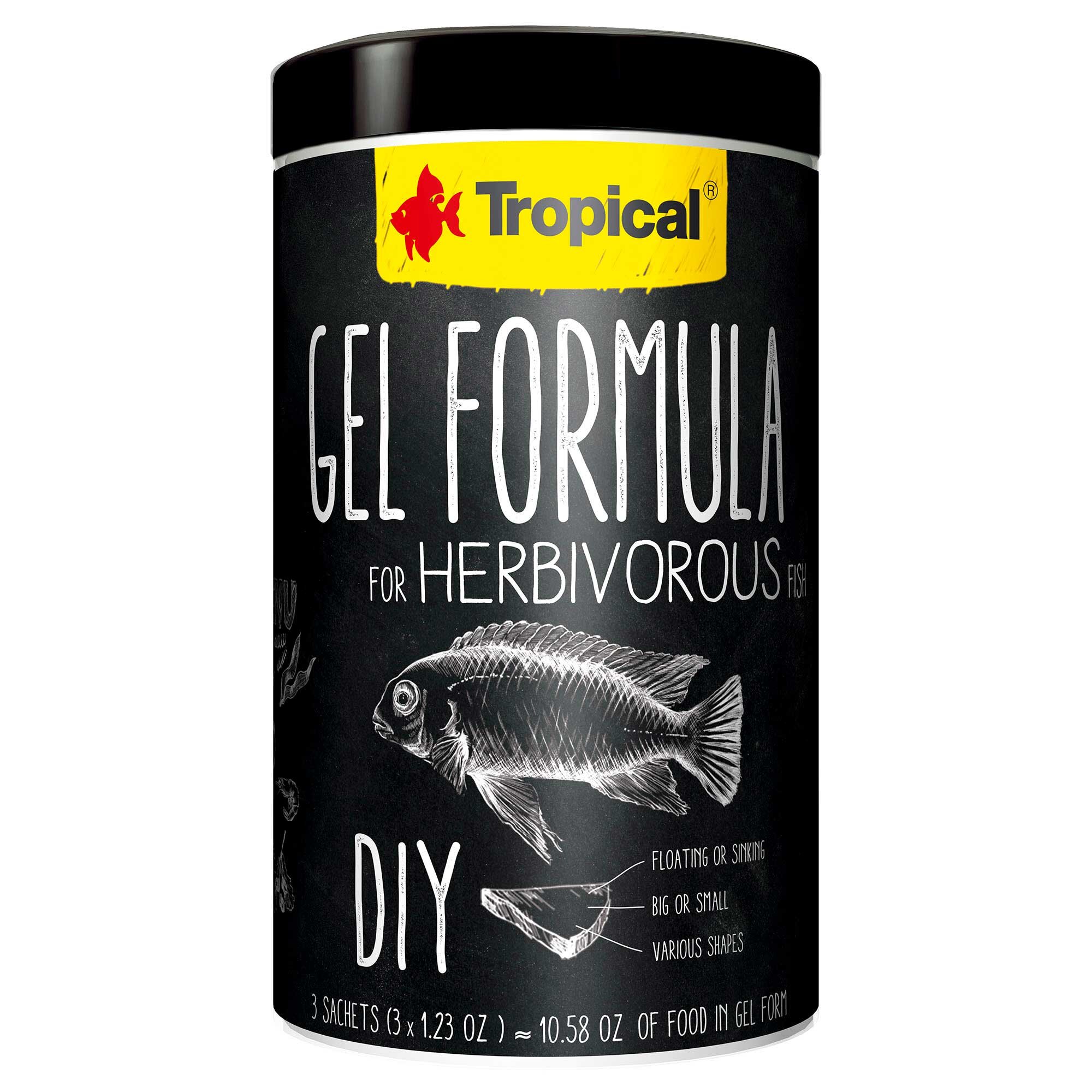 Корм для аквариумных рыб ручной приготовления Tropical «Gel Formula Herbivore» 3 x 35 г (для травоядных рыб) Корм для аквариумных рыб ручной приготовления Tropical «Gel Formula Herbivore» 3 x 35 г (для травоядных рыб)