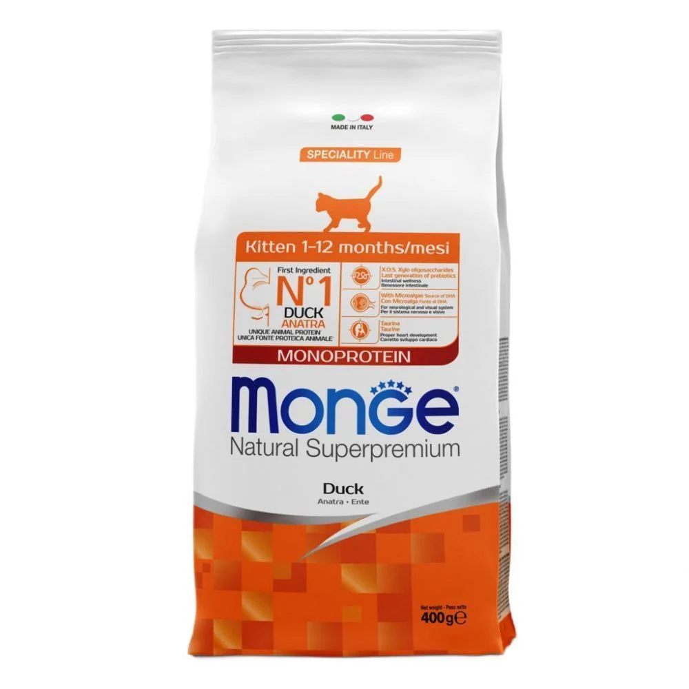 Сухий корм для кошенят Monge Monoprotein Kitten 400 г - качка Сухий корм для кошенят Monge Monoprotein Kitten 400 г - качка
