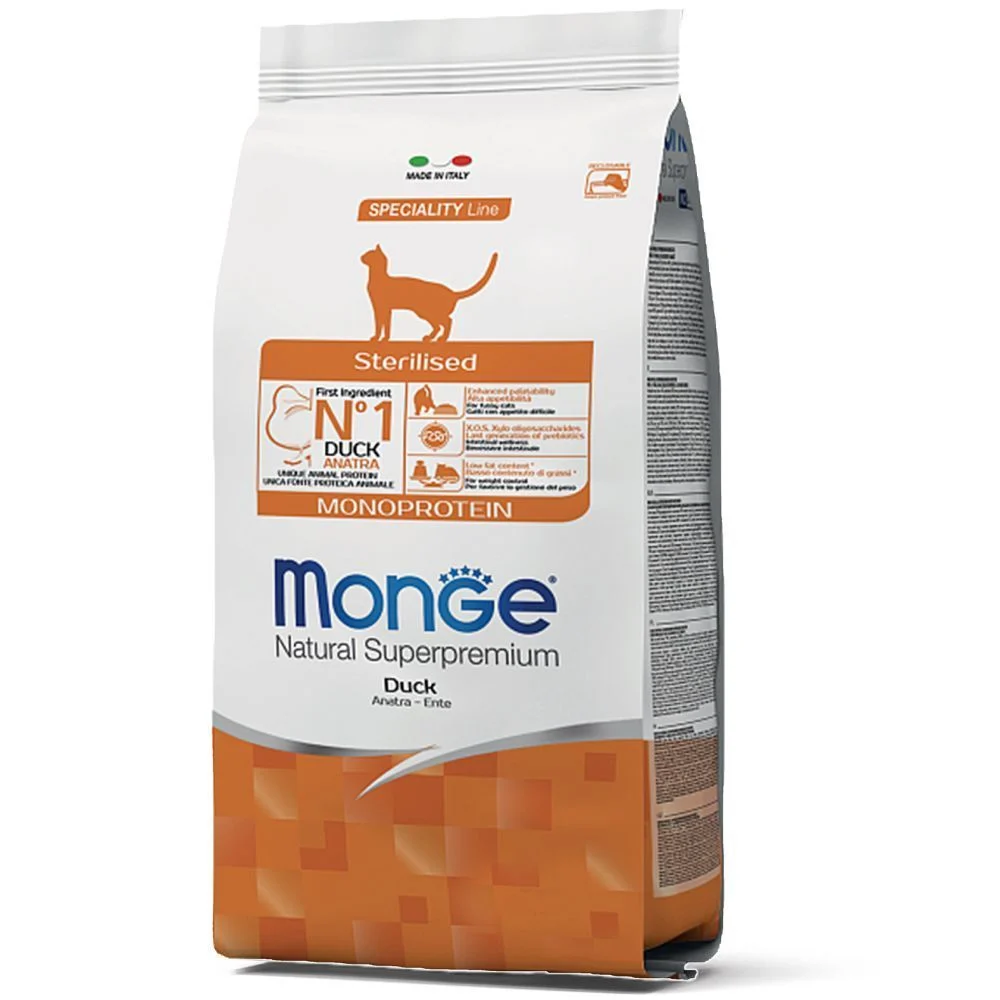Сухий корм для котів Monge Sterilised Monoprotein 1,5 кг - качка Сухий корм для котів Monge Sterilised Monoprotein 1,5 кг - качка