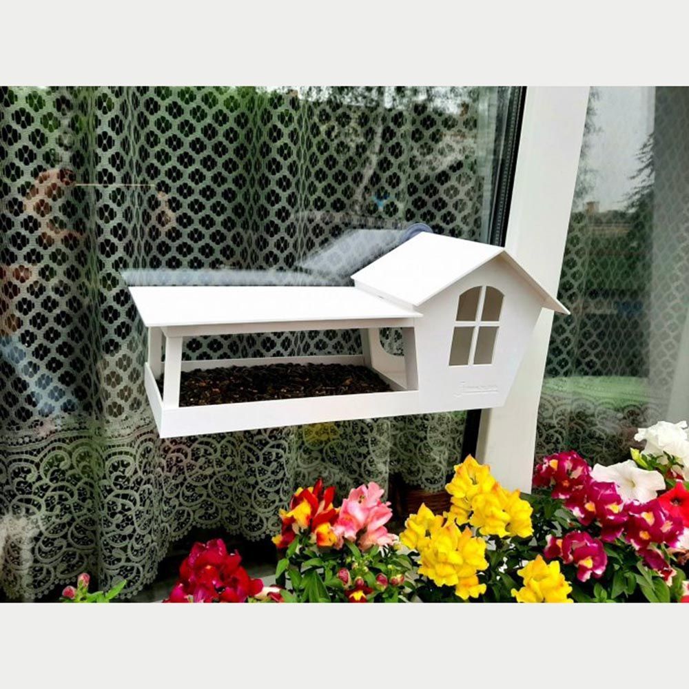 Кормушка для птиц House for Birds оконная Домик 15х36х12,5 см - белый