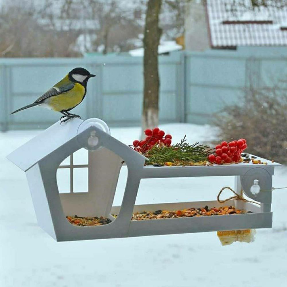 Кормушка для птиц House for Birds оконная Домик 15х36х12,5 см - белый