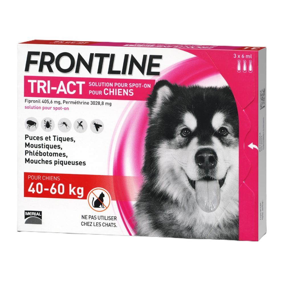 Капли на затылок для собак Boehringer Ingelheim Frontline Tri-Act от 40 до 60 кг, 3 шт Капли на затылок для собак Boehringer Ingelheim Frontline Tri-Act от 40 до 60 кг, 3 шт