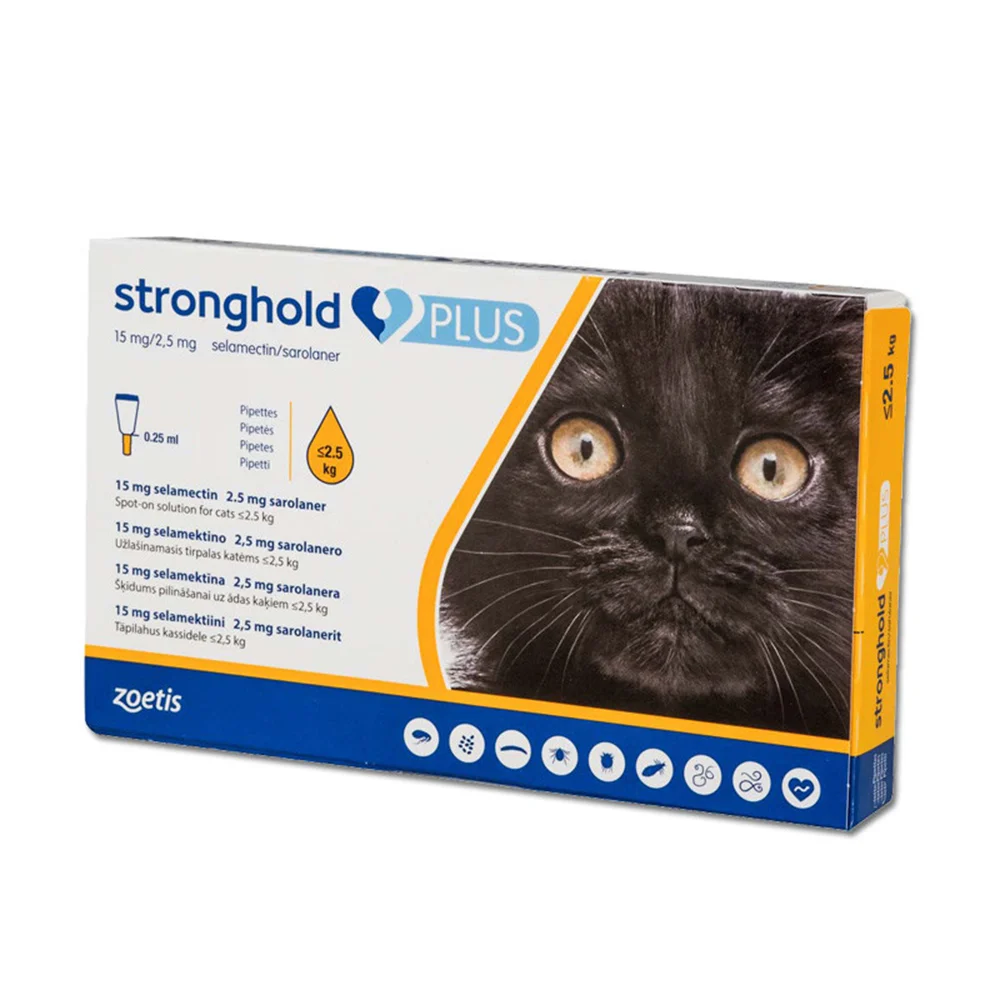Zoetis Stronghold Plus капли на холку для кошек до 2,5 кг 3 шт