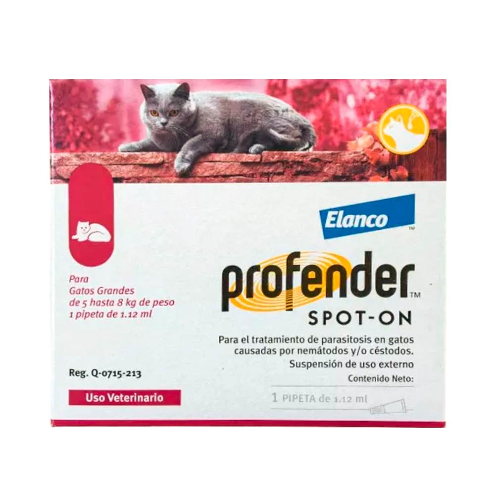 Краплі на холку для котів Elanco Bayer Profender від 5 до 8 кг, 1 шт Краплі на холку для котів Elanco Bayer Profender від 5 до 8 кг, 1 шт