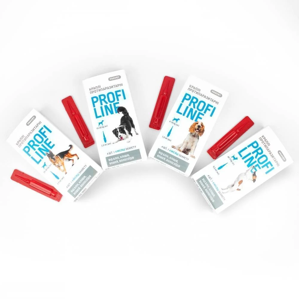 Краплі на холку для собак PROVET Profiline до 4 кг, 4 шт