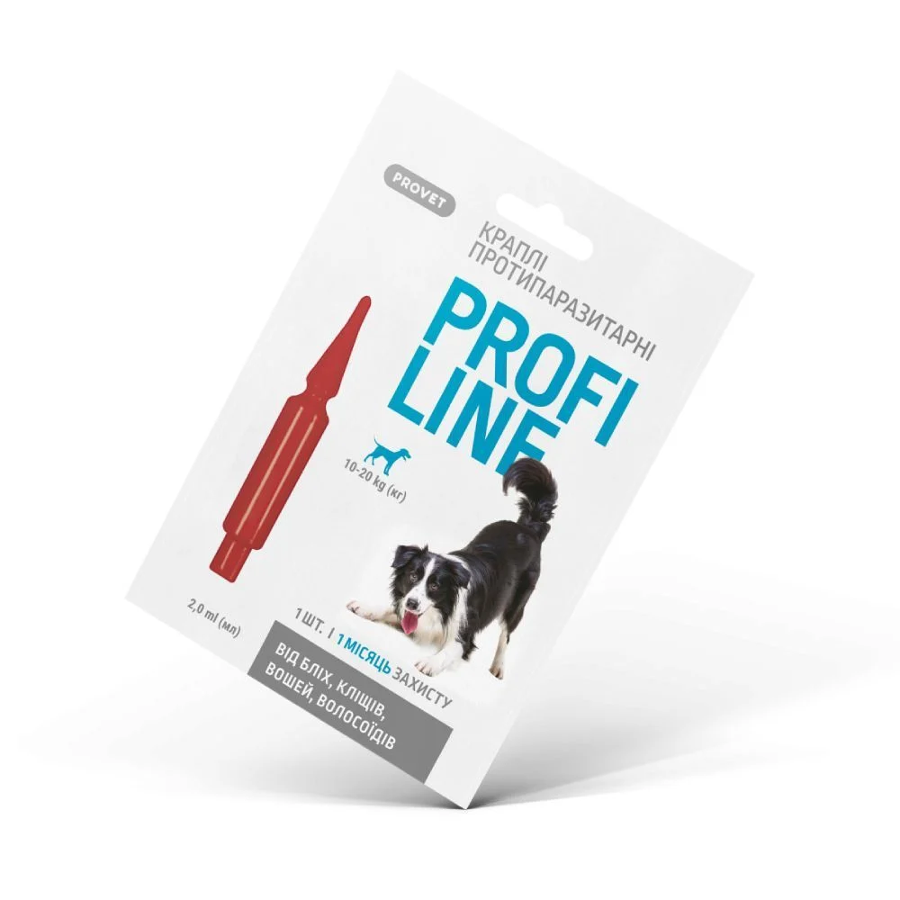 Краплі на холку для собак PROVET Profiline від 10 до 20 кг, 1 шт Краплі на холку для собак PROVET Profiline від 10 до 20 кг, 1 шт
