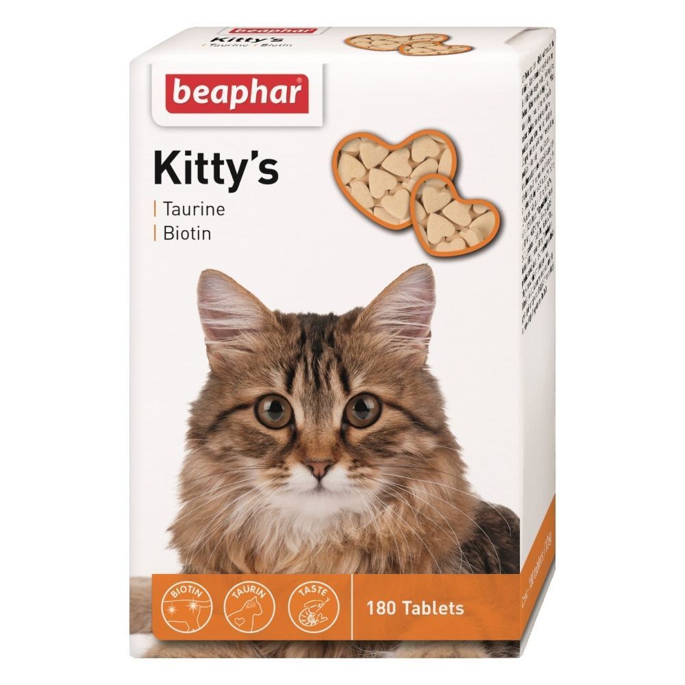 Вітаміни для котів Beaphar для котів Kitty's + Taurine + Biotine 180 таблетки