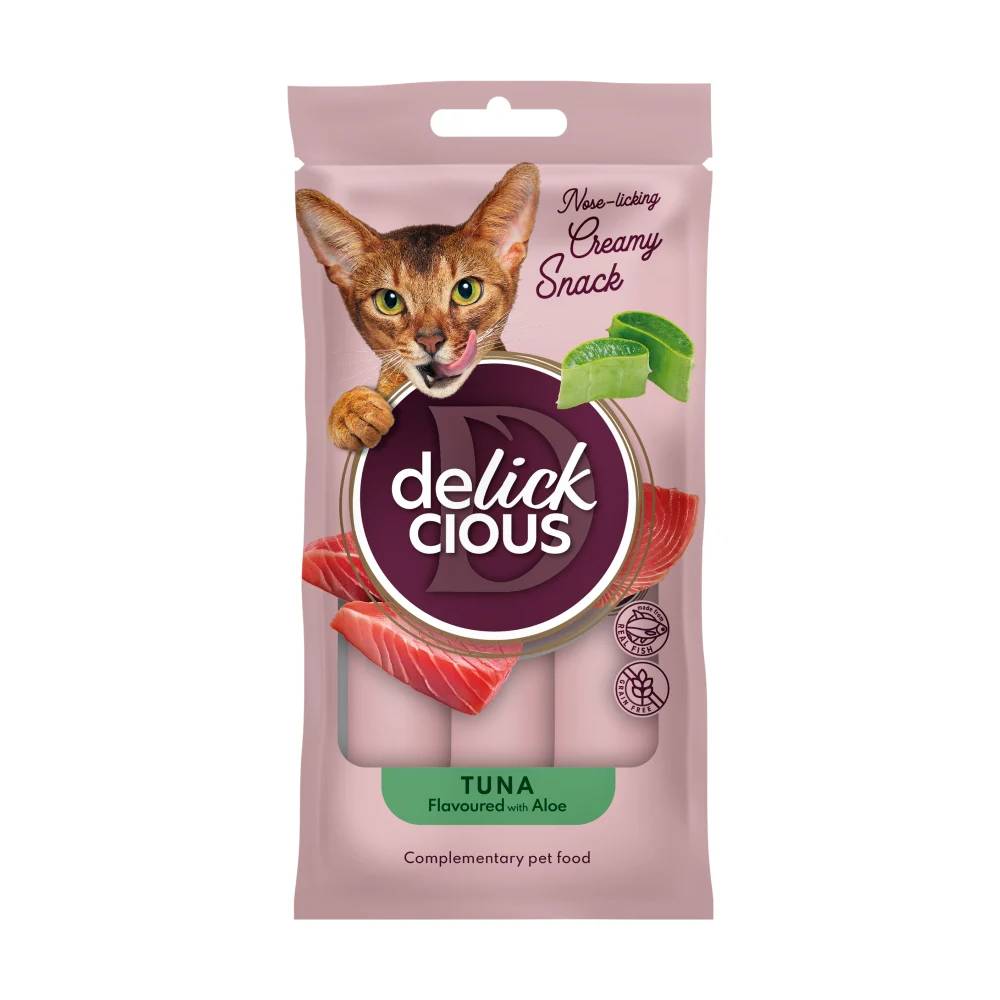 Ласощі для котів Delickcious Creamy Snack 60 г - тунець та алоє Ласощі для котів Delickcious Creamy Snack 60 г - тунець та алоє