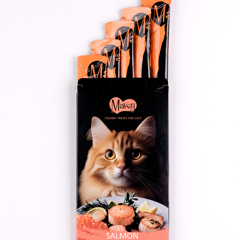 Ласощі для котів Mavsy Creamy 5 шт х 15 г - лосось