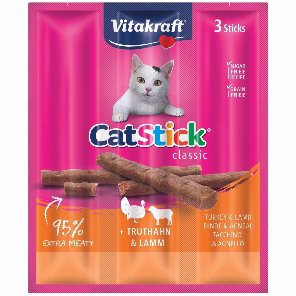 Лакомство для кошек Vitakraft CatStick 3 шт. по 6 г — индейка и ягненок Лакомство для кошек Vitakraft CatStick 3 шт. по 6 г — индейка и ягненок
