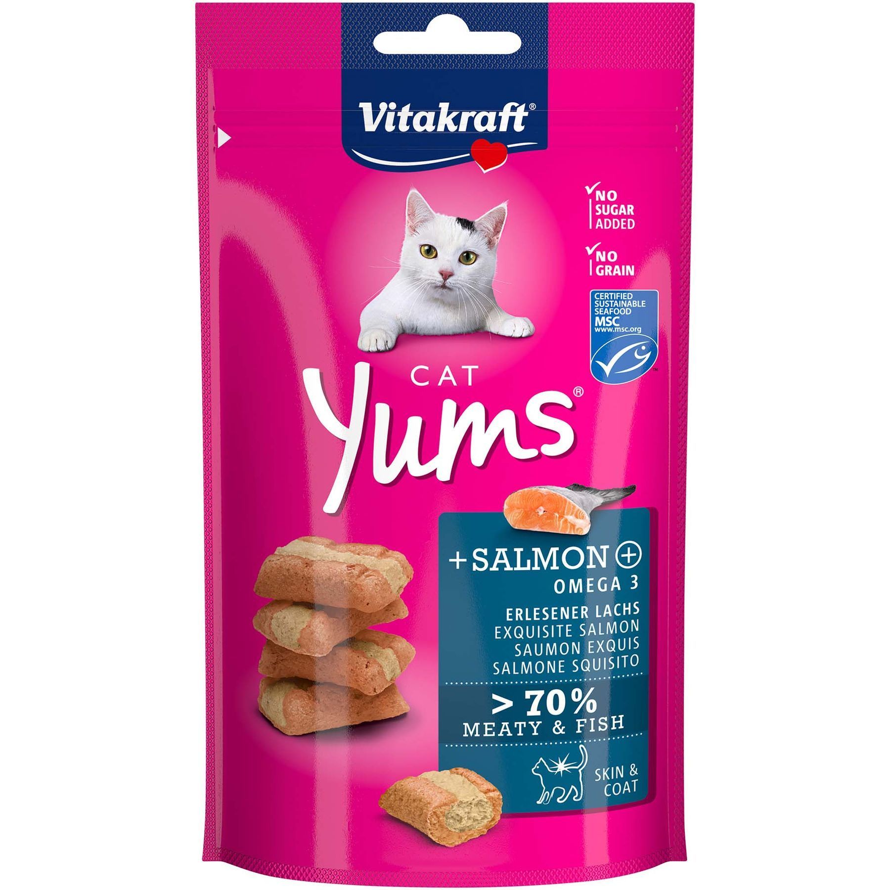 Ласощі для котів Vitakraft Yums 40 г - лосось та омега 3 Ласощі для котів Vitakraft Yums 40 г - лосось та омега 3