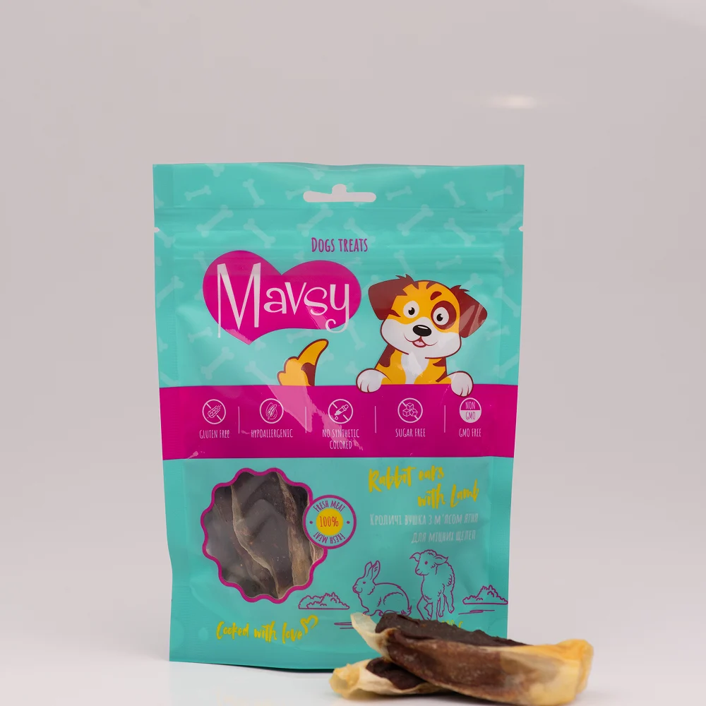 Ласощі для собак Mavsy 100 г - кролик та ягня Ласощі для собак Mavsy 100 г - кролик та ягня