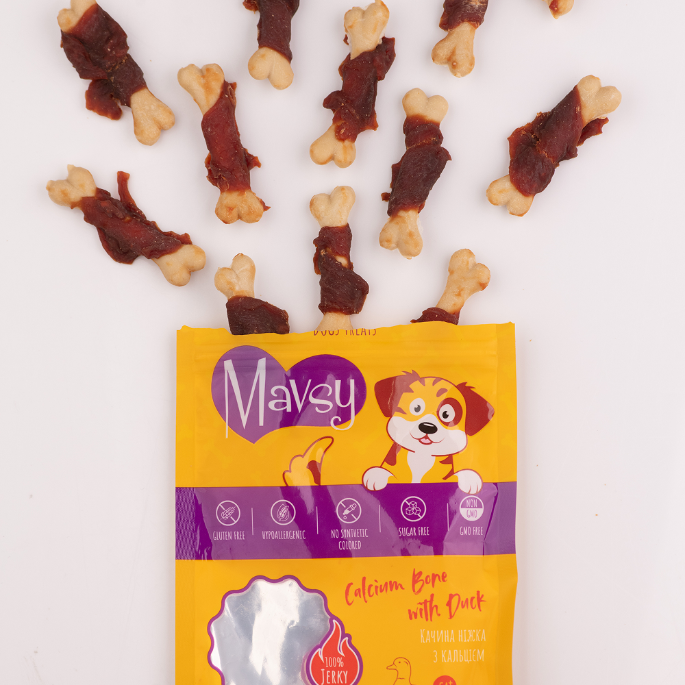 Ласощі для собак Mavsy Calcium Bone 100 г - качка