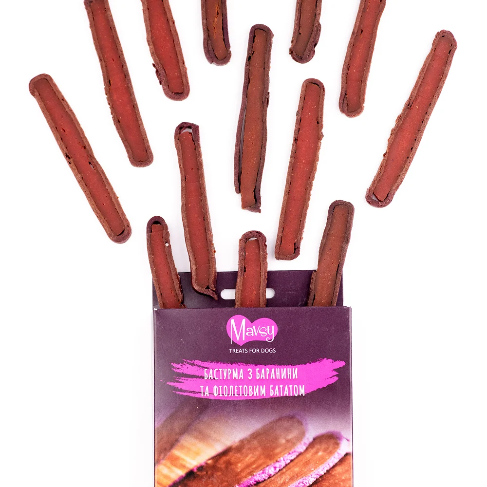Ласощі для собак Mavsy Refined jerky 100 г - баранина Ласощі для собак Mavsy Refined jerky 100 г - баранина