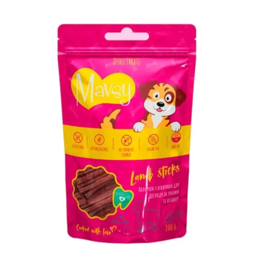 Ласощі для собак Mavsy Sticks 120 г - ягня Ласощі для собак Mavsy Sticks 120 г - ягня