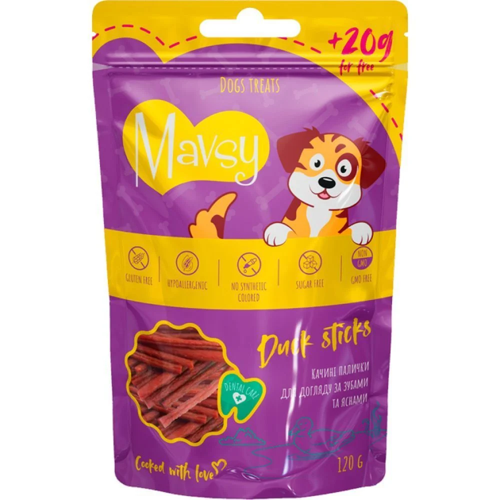 Ласощі для собак Mavsy Sticks 120 г - качка Ласощі для собак Mavsy Sticks 120 г - качка