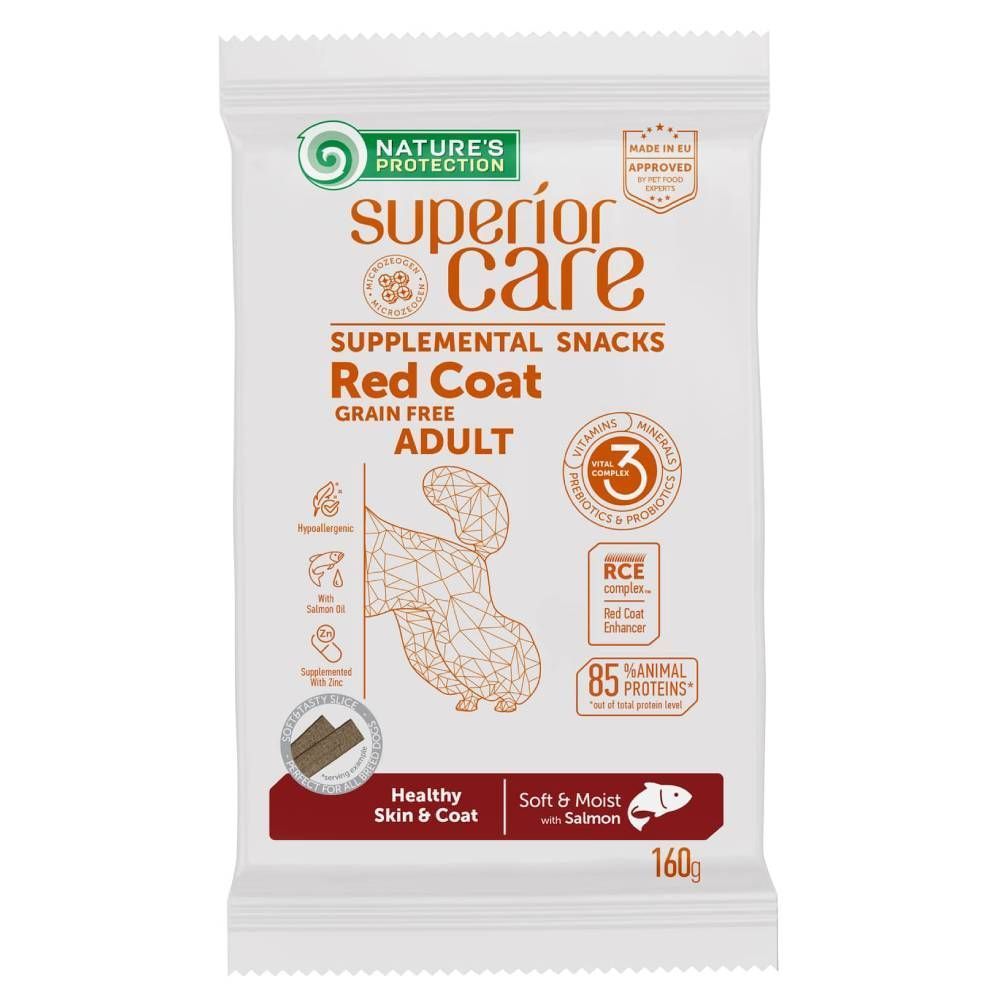 Ласощі для собак Nature's Protection Superior Care Red Coat Healthy Skin & Coat 160 г - лосось Ласощі для собак Nature's Protection Superior Care Red Coat Healthy Skin & Coat 160 г - лосось