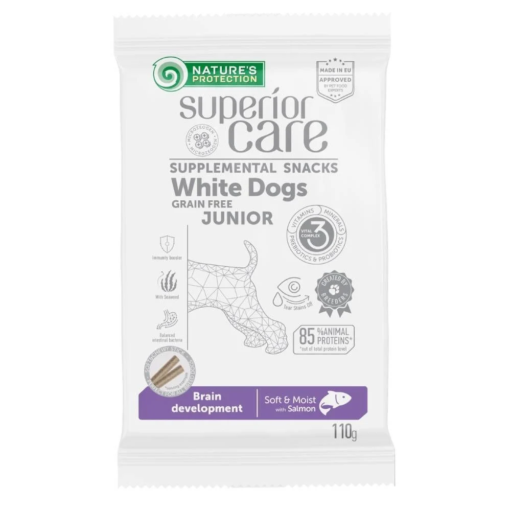 Ласощі для собак Nature's Protection Superior Care White Dogs Junior Brain Development 110 г - лосось Ласощі для собак Nature's Protection Superior Care White Dogs Junior Brain Development 110 г - лосось