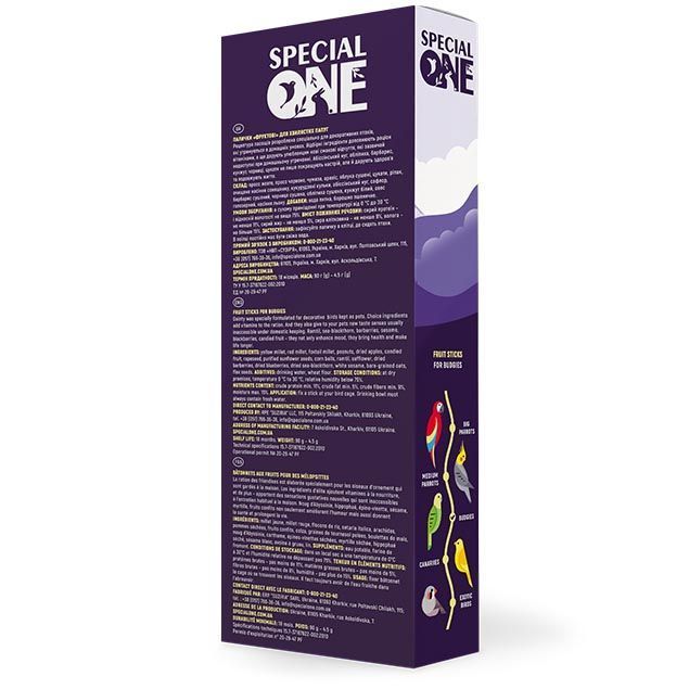 Ласощі для хвилястих папуг Special One 2 шт х 30 г - фрукти