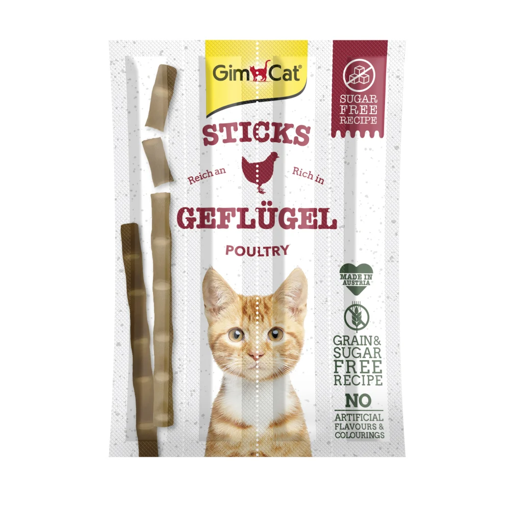 Ласощі для котів GimCat Sticks 4 шт - домашня птиця Ласощі для котів GimCat Sticks 4 шт - домашня птиця