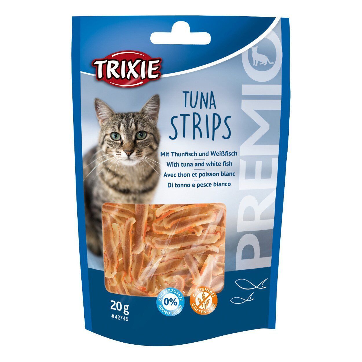 Ласощі для котів Trixie Premio Strips 20 г - тунець та біла риба Ласощі для котів Trixie Premio Strips 20 г - тунець та біла риба