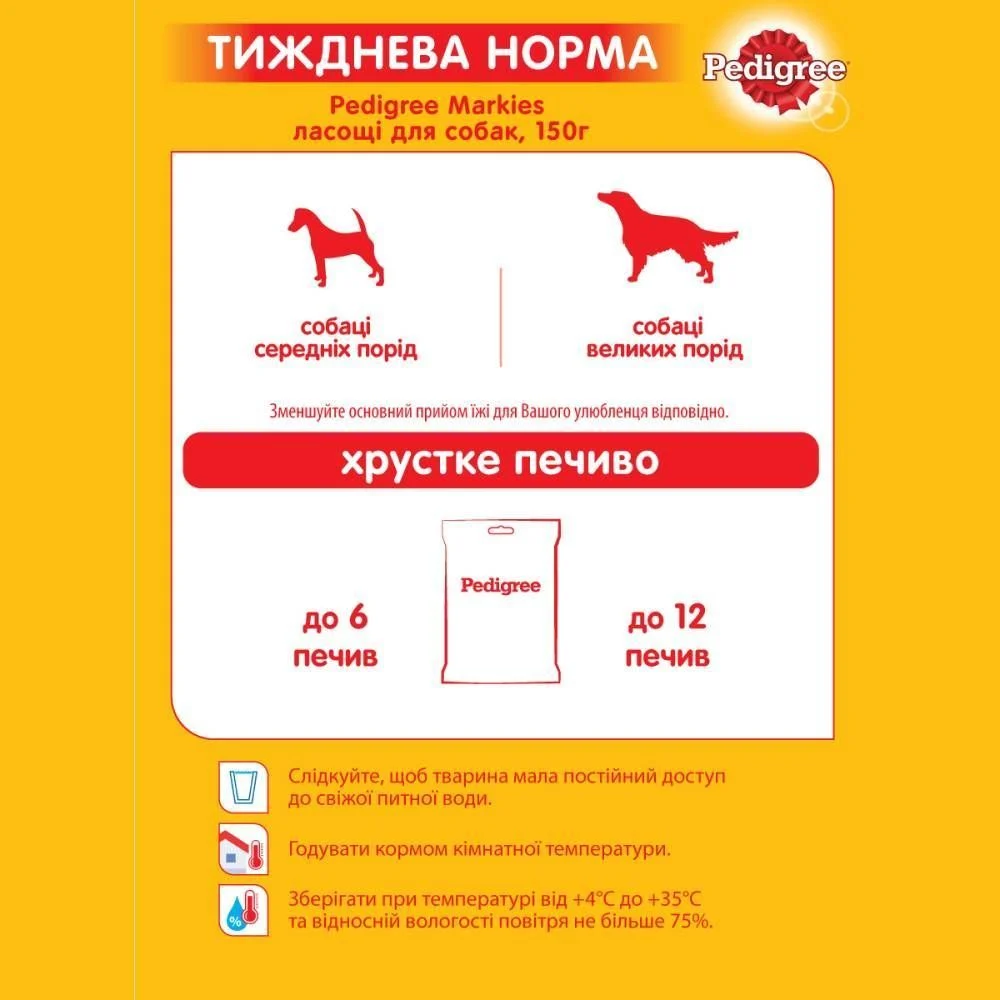 Ласощі для собак Pedigree Markies 150 г - курка Ласощі для собак Pedigree Markies 150 г - курка