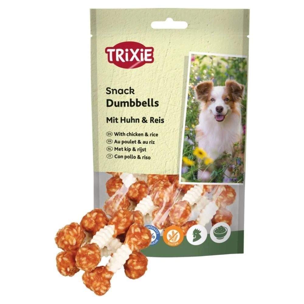 Ласощі для собак Trixie Denta Fun Snack Dumbbells 100 г - курка та рис Ласощі для собак Trixie Denta Fun Snack Dumbbells 100 г - курка та рис