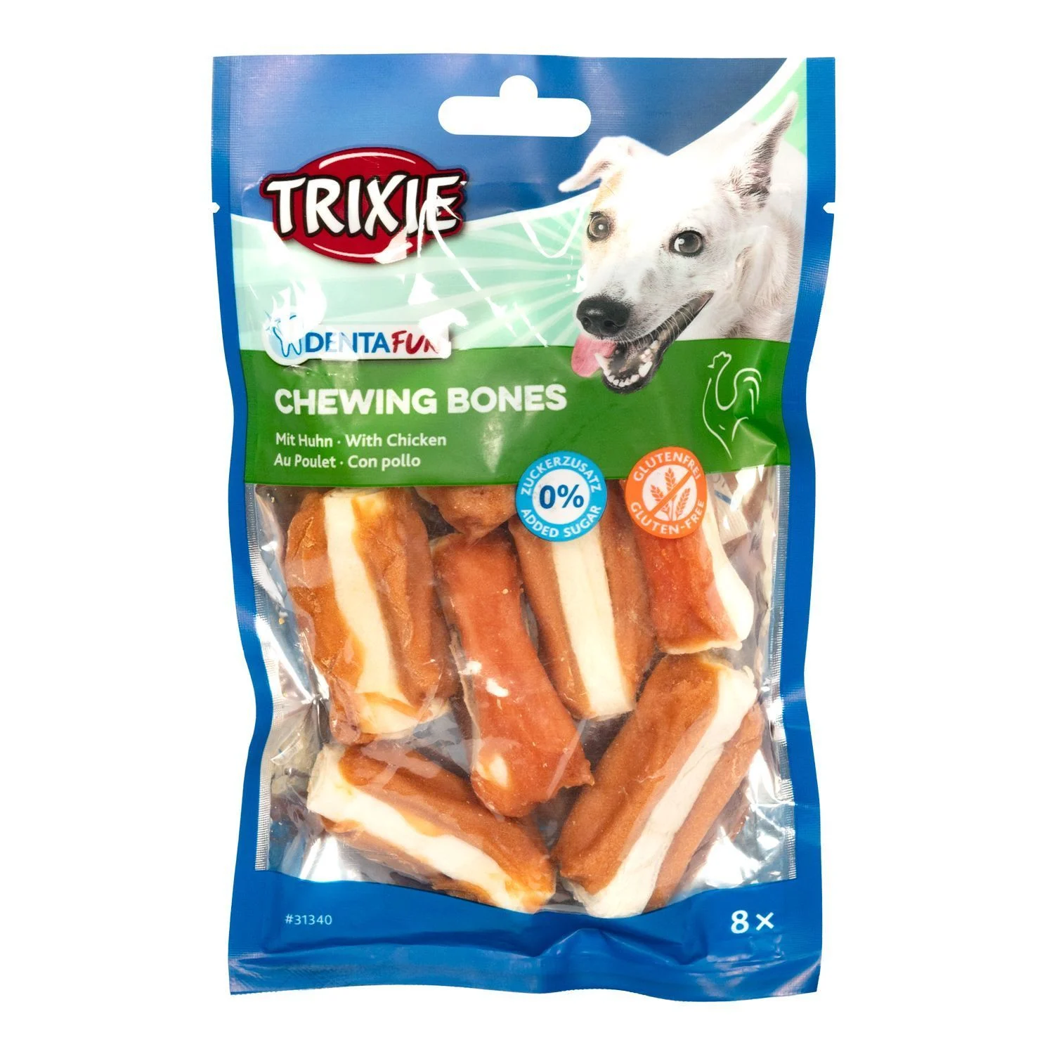 Ласощі для собак Trixie Denta Fun Chewing Bones 5 см 8 шт 120 г - курка Ласощі для собак Trixie Denta Fun Chewing Bones 5 см 8 шт 120 г - курка