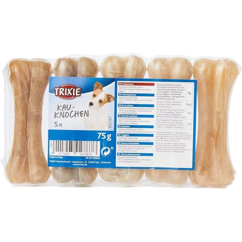 Ласощі для собак Trixie Chewing Bones 8 см 5 шт 75 г Ласощі для собак Trixie Chewing Bones 8 см 5 шт 75 г