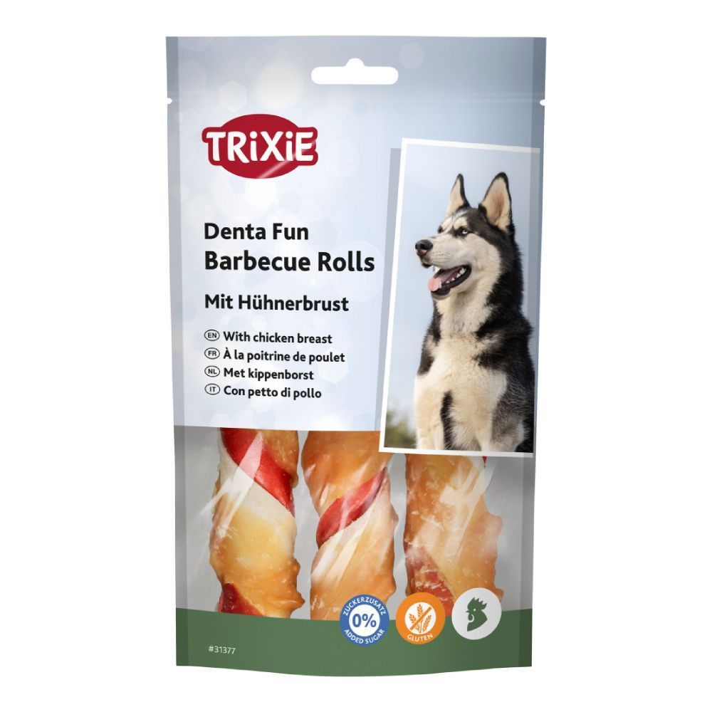 Ласощі для собак Trixie Denta Fun Barbecue Rolls 12 см 3 шт 105 г - курка Ласощі для собак Trixie Denta Fun Barbecue Rolls 12 см 3 шт 105 г - курка