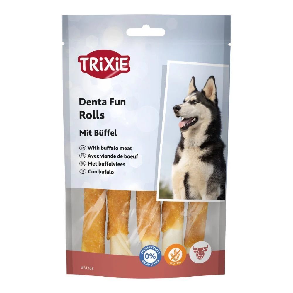 Ласощі для собак Trixie Denta Fun Rolls 12 см 5 шт 70 г - буйвол Ласощі для собак Trixie Denta Fun Rolls 12 см 5 шт 70 г - буйвол