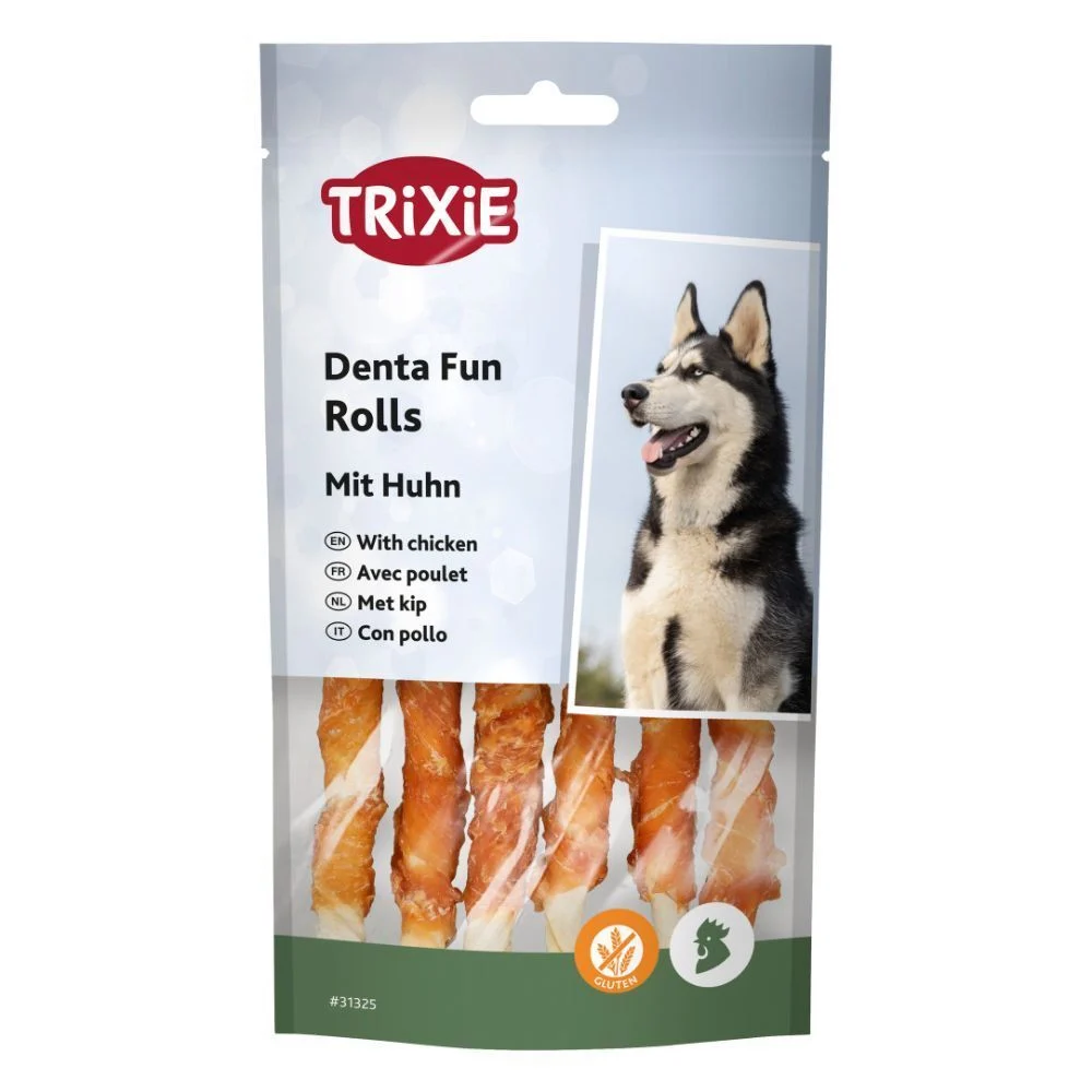 Ласощі для собак Trixie Denta Fun Rolls 12 см 6 шт 70 г - курка Ласощі для собак Trixie Denta Fun Rolls 12 см 6 шт 70 г - курка